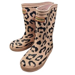 Hunter Kids Leopard Print Rain Boots Size 7 Waterproof First Classic